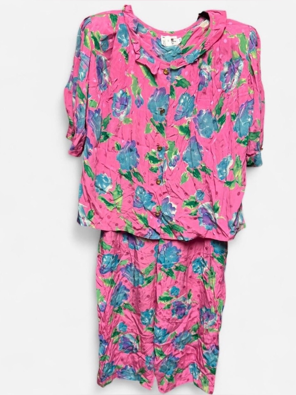 Ungaro Pink with Flowers Silk Top and Pant Set